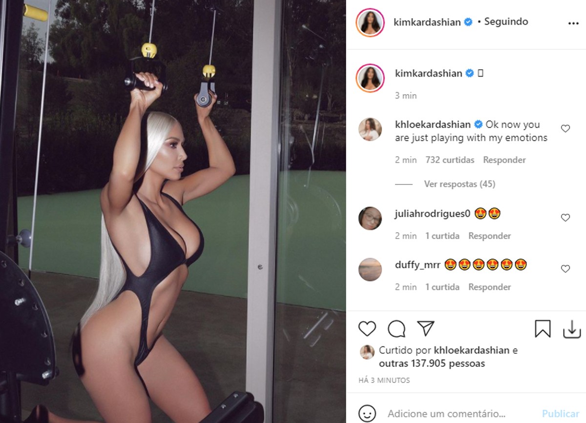 Kim Kardashian posta foto e irmã Khloé comenta (Foto: Reprodução/Instagram)