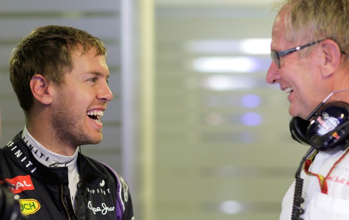 Sebasitan Vettel e Helmut Marko, consultor da RBR, em Monza, no GP da Itália (Foto: Getty Images)