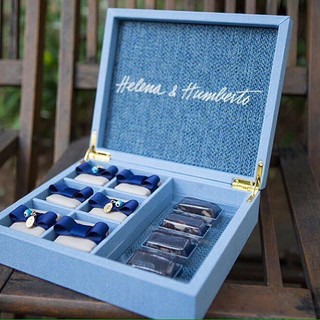 A caixa de lembrancinhas do casório, do Atelier Jeniffer Bresser