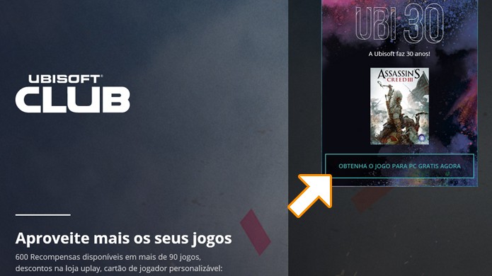 Vá no site do Ubisoft Club e clique em Obtenha o jogo para PC grátis agora a partir de 7 de dezembro (Foto: Reprodução/Rafael Monteiro)