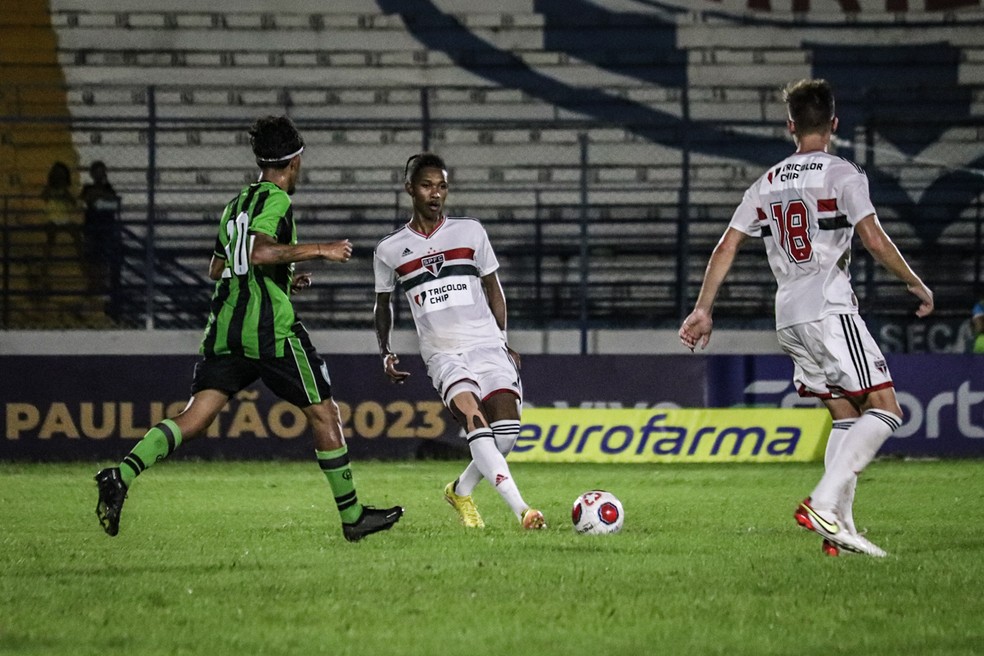 Ythallo, do sub-20 do São Paulo, em jogo contra o América-MG na Copinha — Foto: Matheus Dahsan/saopaulofc.net