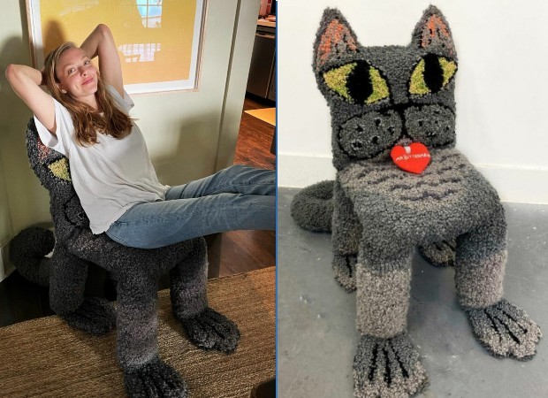 Amanda Seyfried em sua poltrona de gato  (Foto: Reprodução / Instagram )