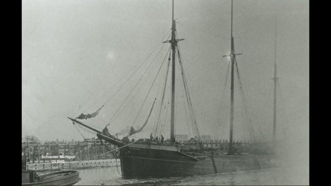 Foto do navio Michigan, que era rebocado pelo MM Drake quando uma onda esmagou os dois barcos (Foto: Great Lakes Shipwreck Historical Society (GLSHS))