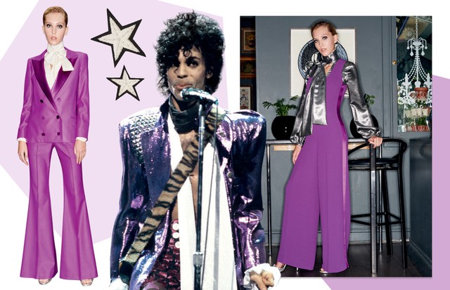 Prince: Looks do verão 2017 da Racil, inspirado em ídolos do rock, e broches da coleção (Foto: Reprodução Clipe “life On Mars” De Mick Rock, Ebet Roberts/getty Images, Neville Hopwood/Getty Images e Divulgação)