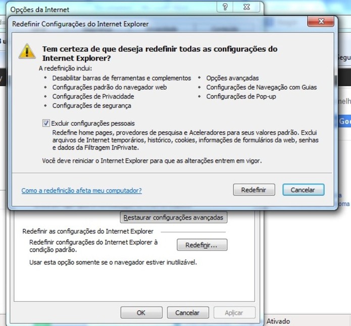Remova malware do IE (Foto: Reprodução / Laura Martins)