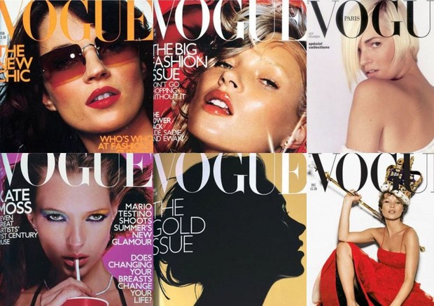 1- Vogue Londres Fevereiro 2000 / 2- Vogue Londres Março 2000 / 3- Vogue Paris Fevereiro 2001 / 4- Vogue Londres Dezembro 2000 / 5-Vogue Londres Setembro 2000 / 6- Vogue Londres Dezembro 2001 (Foto: reprodução)