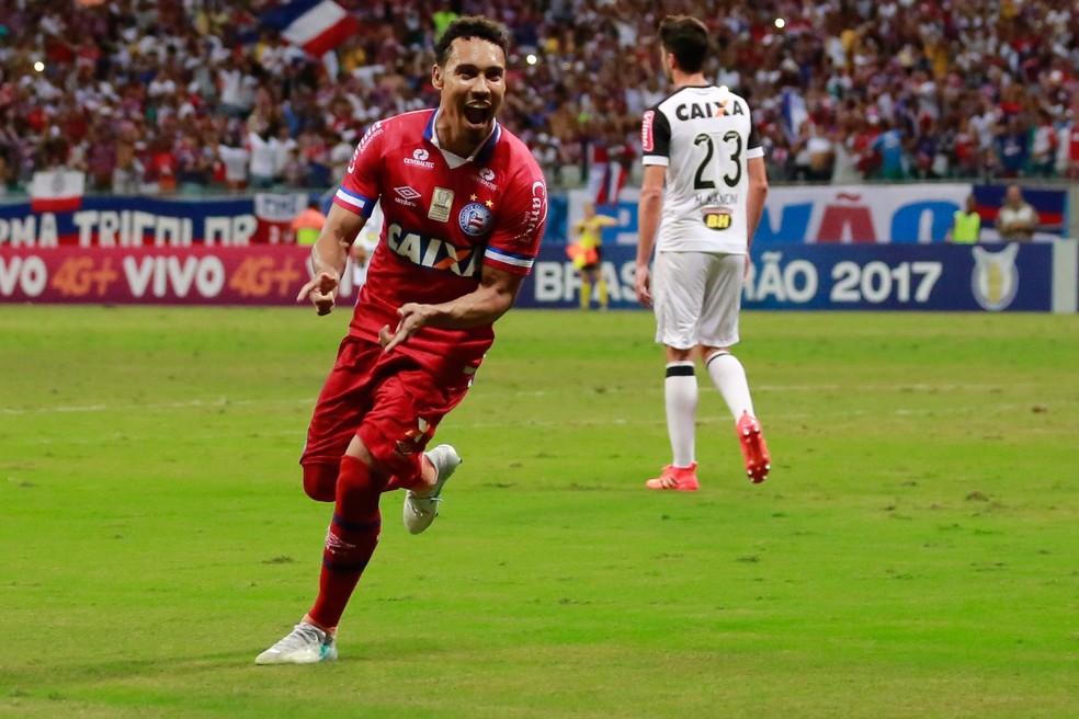 Edigar Junio marcou os dois gols do Bahia (Foto: Marcelo Malaquias/Divulgação/EC Bahia)