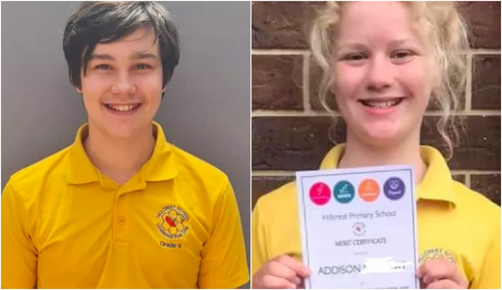 Zane e Addison, duas das cinco crianças mortas em acidente durante festa escolar na Austrália em 16 de dezembro de 2021 — Foto: Reprodução/GoFundMe