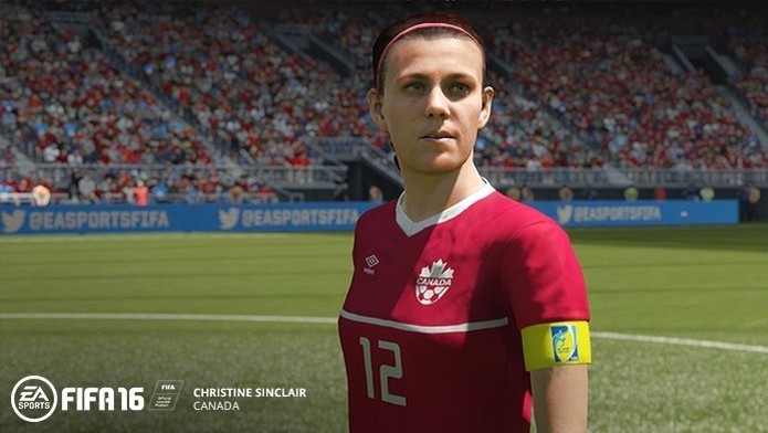 Christine Sinclair, do Canadá, ficou entre as 10 melhores de Fifa 16 (Foto: Divulgação/EA Sports)