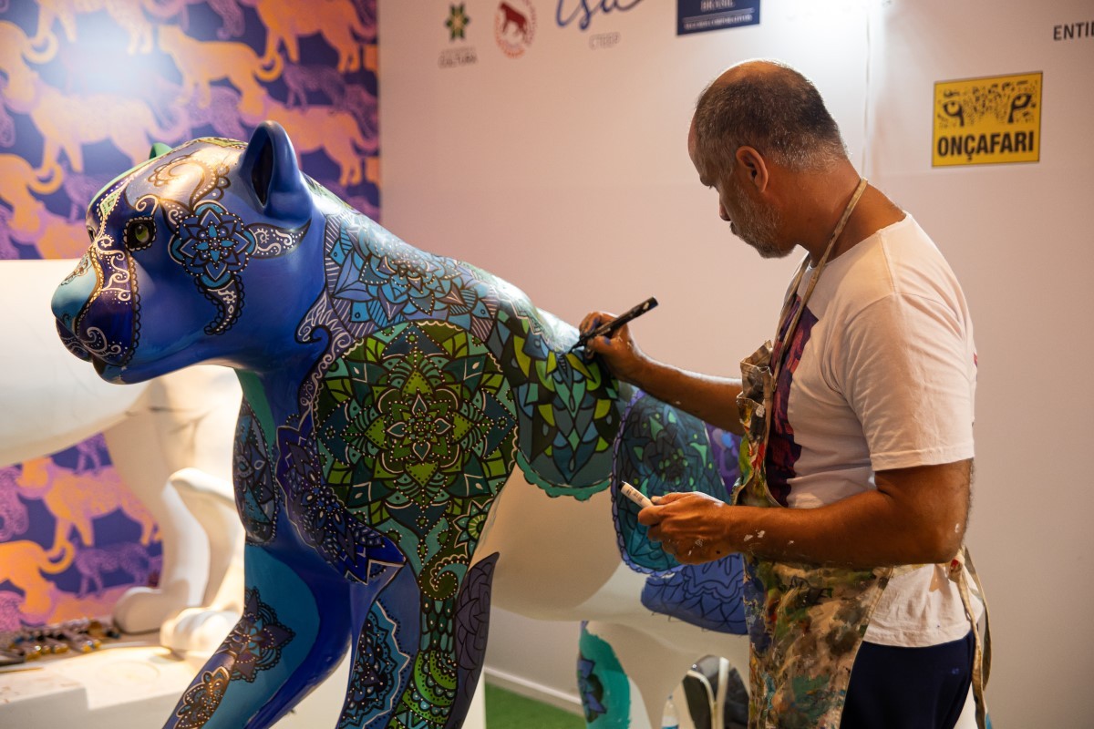 Na foto, escultura de uma onça-pintada feita durante a exposição de 2019 (Foto: Divulgação )