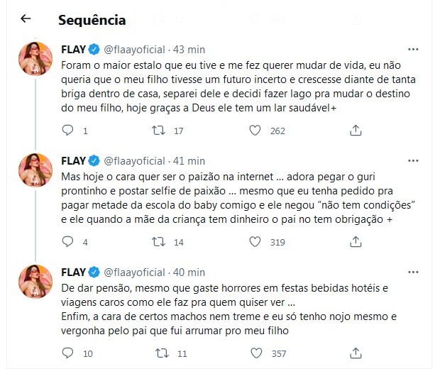 Flay critica publicamente o pai de seu filho (Foto: Reprodução/Twitter)