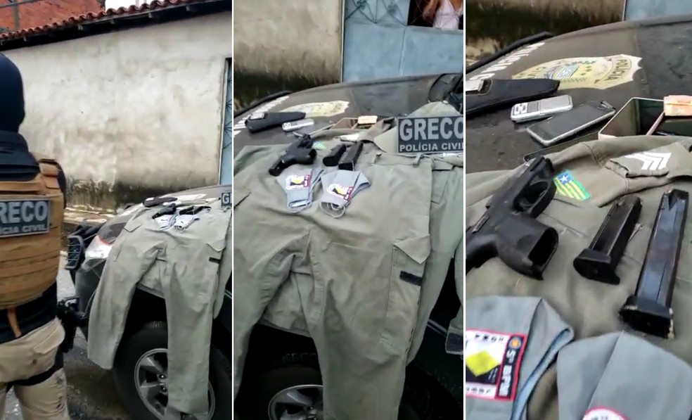 Homem é preso com armas, motos roubadas e farda da Polícia Militar do Piauí na Zona Norte de Teresina — Foto: Divulgação/PMPI