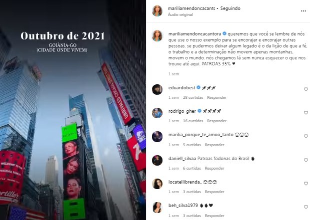 Post de Marilia Mendonça (Foto: Reprodução/Instagram)