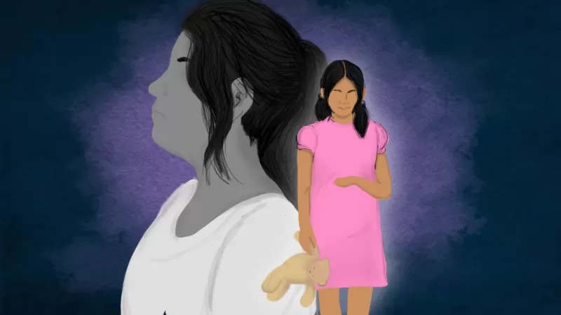 Ilustração genérica de menina grávida, que não reflete os traços físicos reais da vítima (Foto: ILUSTRAÇÃO DE CECILIA TOMBESI/BBC)