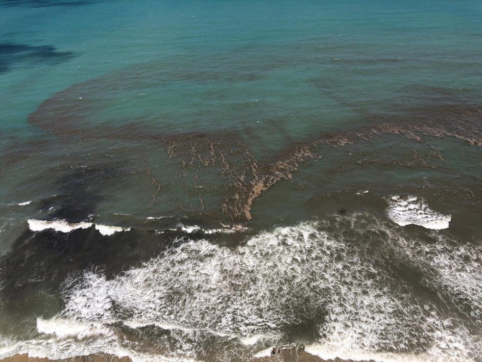 Mancha surgiu no mar na região turística de Pipa, no RN — Foto: Cedida
