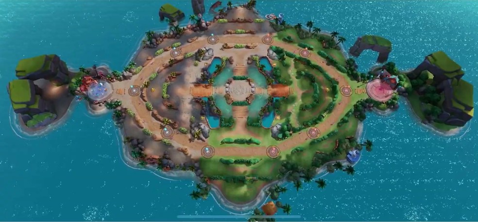 O campo de batalha de Pokémon Unite — Foto: Reprodução/YouTube