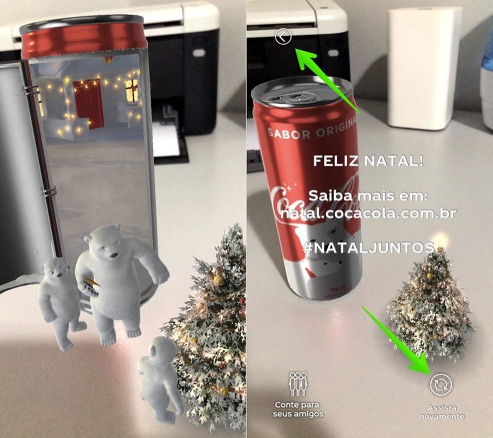 Visualize a animação de natal no app Natal Coca-Cola — Foto: Reprodução/Helito Beggiora