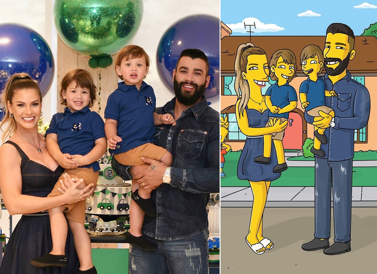 Andressa Suita, Gusttavo Lima e filhos viram personagens de Simpsons - Quem