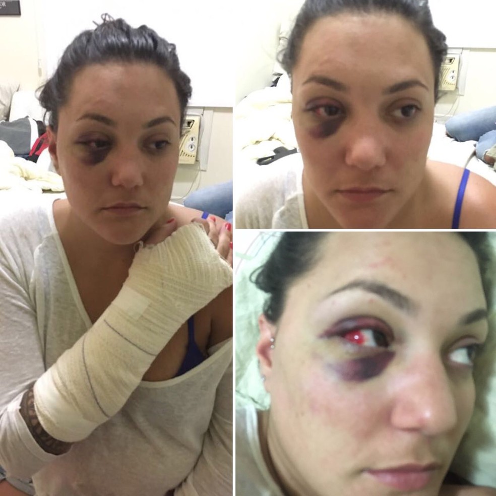 As imagens da suposta agressão de Marlon Sandro à noiva Tayssa Wuensche (Foto: Reprodução)