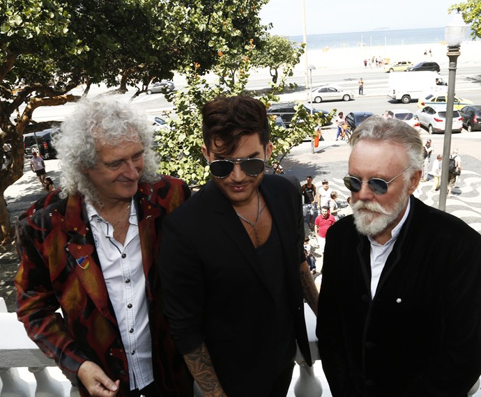 Queen e Adam Lambert deram entrevista no tradicional Copacabana Palace (Foto: Raphael Dias/Gshow)