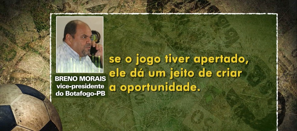 O vice-presidente de futebol do Botafogo-PB, Breno Morais, Ã© um dos principais envolvidos nos esquemas de corrupÃ§Ã£o no futebol da ParaÃ­ba (Foto: ReproduÃ§Ã£o / TV Cabo Branco)
