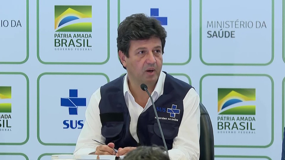 O ministro da Saúde, Luiz Henrique Mandetta, dá entrevista nesta segunda (6/3) — Foto: Reprodução/GloboNews