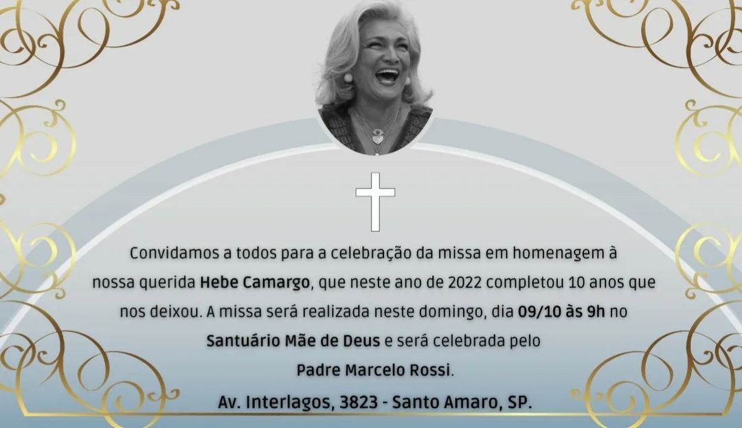 Hebe Camargo é homenageada com missa para lembrar 10 anos de morte (Foto: Reprodução/ Instagram)