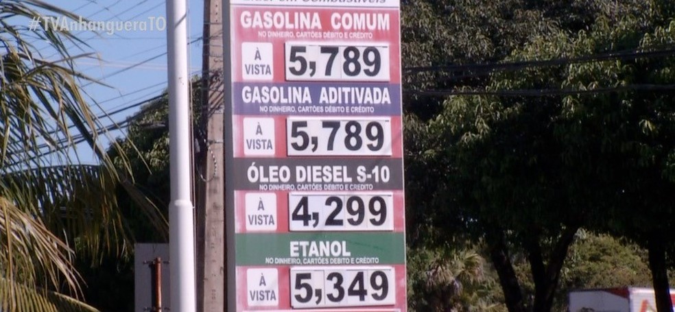 Preço do álcool subiu nos postos de combustíveis de Palmas — Foto: Reprodução/TV Anhanguera
