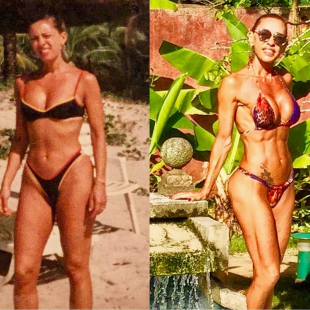 Adriana Miranda aos 30 e aos 62 anos (Foto: Reprodução/Instagram)