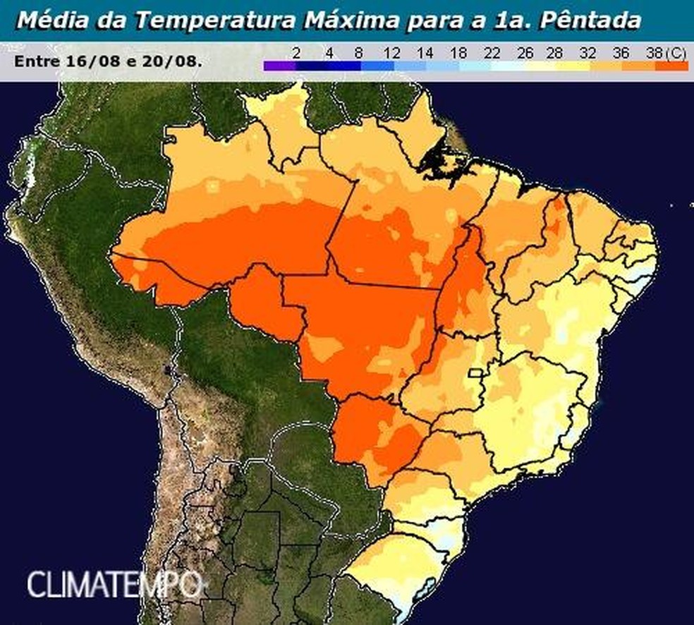 Semana tende a ser de calor intenso de Norte a Sul do Brasil — Foto: Reprodução/Climatempo