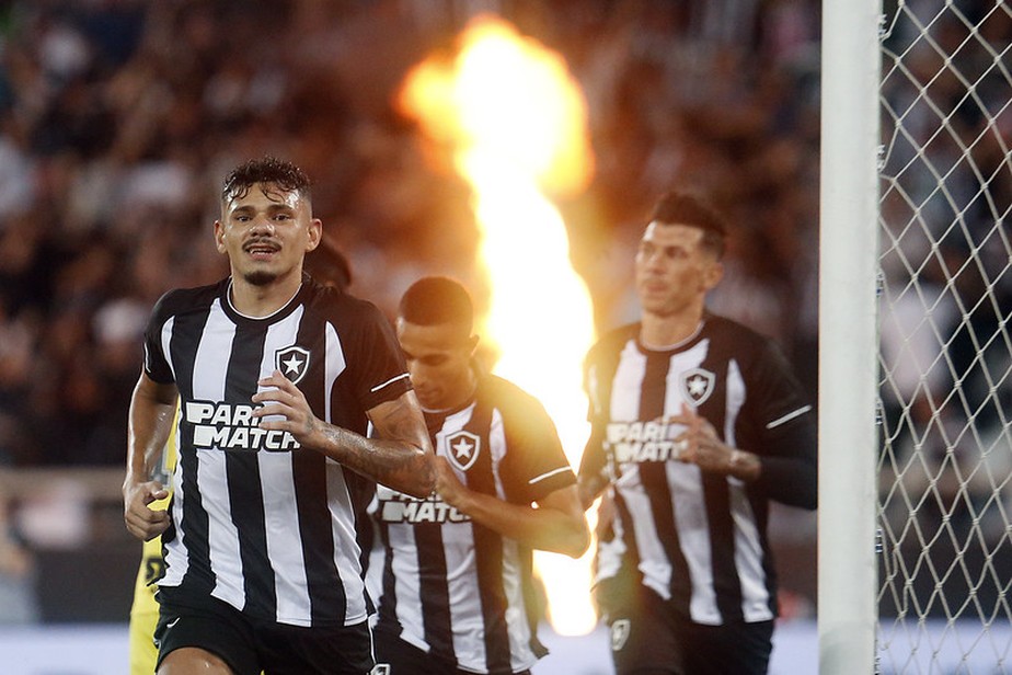 Tiquinho Soares comemora seu segundo gol na vitória do Botafogo sobre o Corinthians