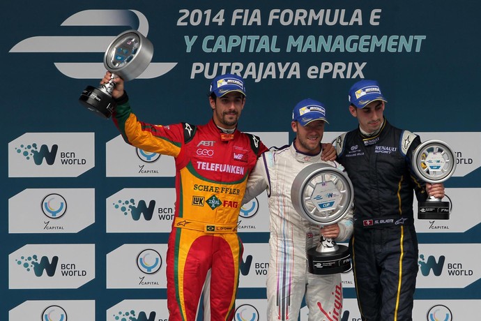 Pódio do e.Prix de Putrajaya de Fórmula E: Sam Bird, Lucas di Grassi e Sébastien Buemi (Foto: Divulgação)