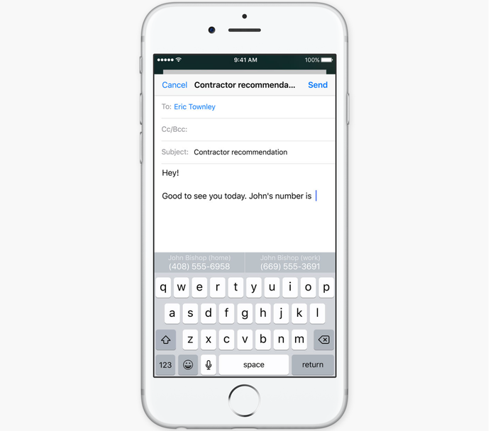Teclado QuickType agora pode oferecer sugestões baseadas no contexto da conversa (Foto: Reprodução/Apple)