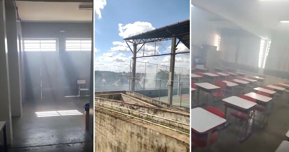 Fogo em terreno interrompe aulas em escola da zona leste de Bauru — Foto: Arquivo pessoal