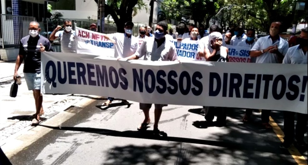 Rodoviários da CSN voltam a protestar em cobrança por pagamento de dívidas trabalhistas em Salvador — Foto: Reprodução/Redes Sociais