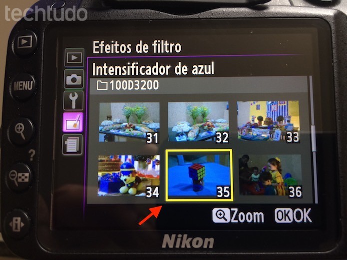 Opções de filtros para fotos em uma câmera da Nikon (Foto: Marvin Costa/TechTudo)