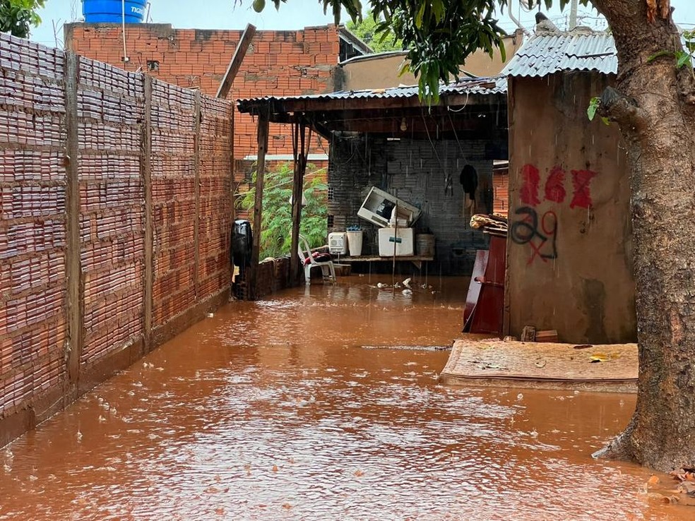 Casa foi tomada pela água no bairro Bonança.  — Foto: Alysson Maruyama/TV Morena