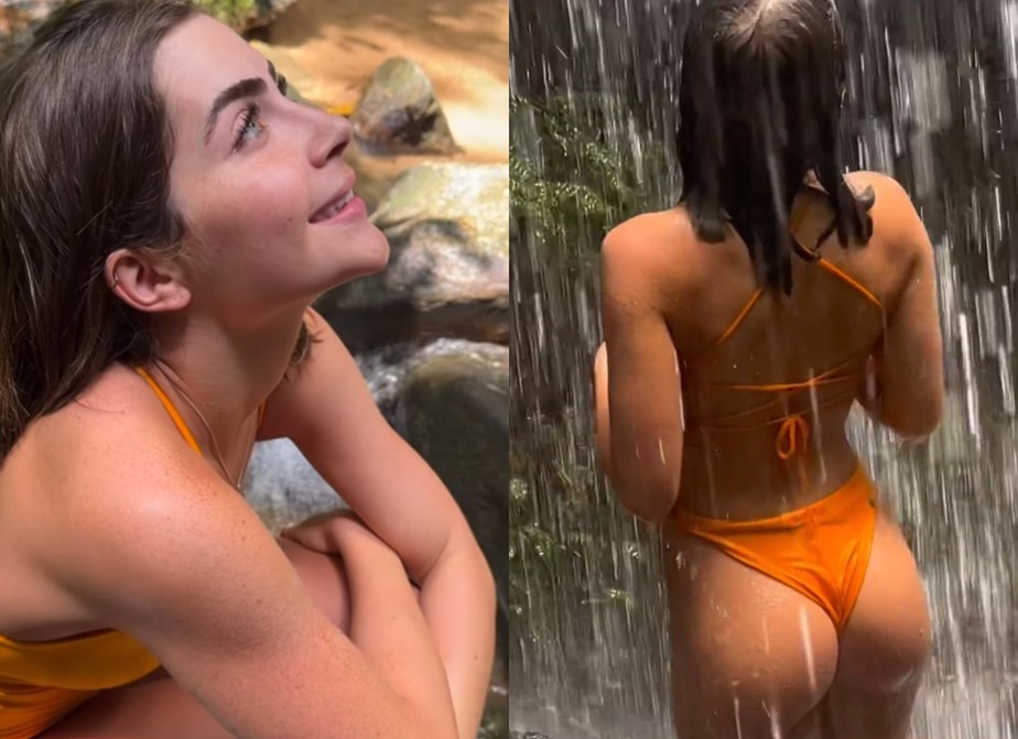 Jade Picon em cachoeira