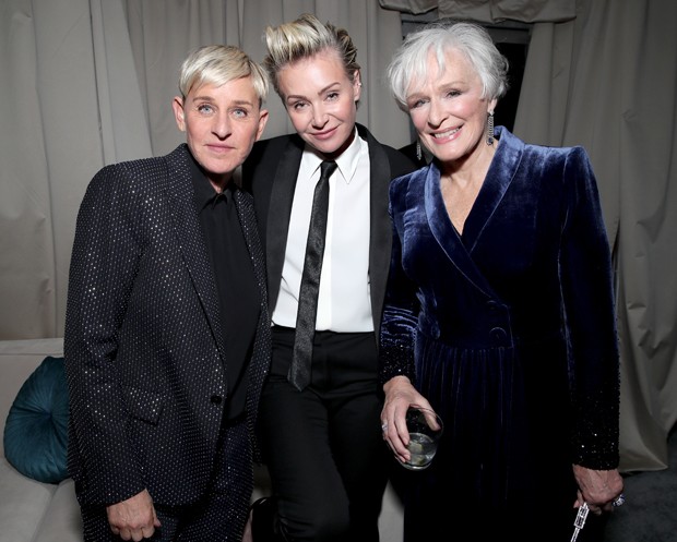 Ellen Degeneres, Portia de Rossi e Glenn Close (Foto: Getty Images)