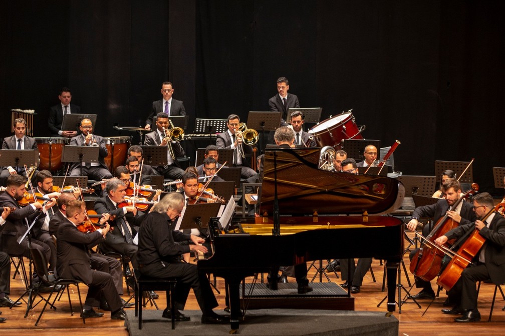 Ãltima canÃ§Ã£o de JoÃ£o Carlos Martins ao piano, durante apresentaÃ§Ã£o em Piracicaba, foi 'Thank You', de Dave Brubeck â Foto: Rodrigo Alves/Orquestra SinfÃ´nica de Piracicaba