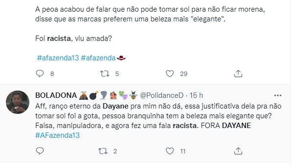 Dayane Mello é acusada de racismo (Foto: Reprodução/Twitter)