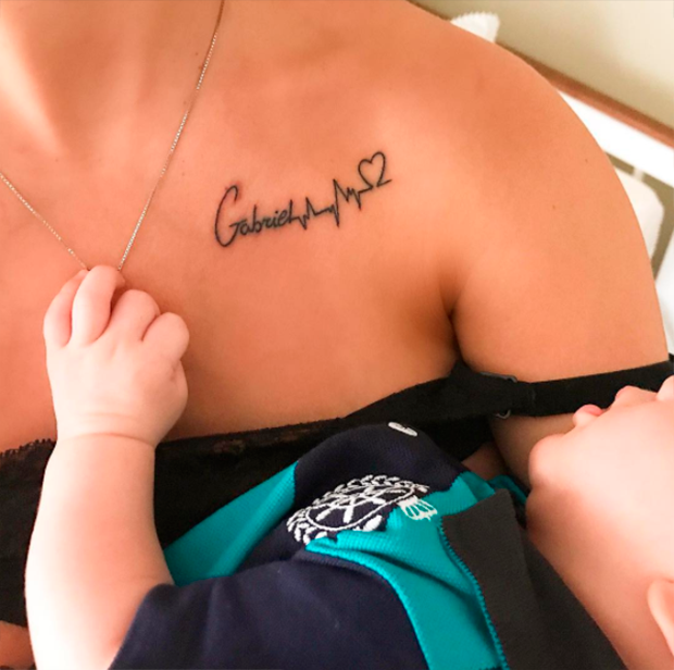 A tatuagem de Andressa Suita em homagem ao filho, Gabriel, 1 mês (Foto: Reprodução/ Instagram)