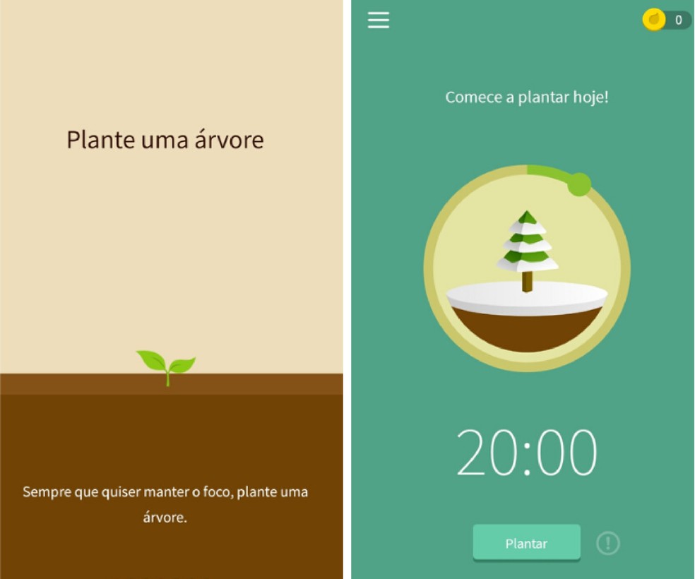 Com um sistema de gamificação, o Forest é um aplicativo que elimina distrações virtuais para que o usuário foque na execução de suas tarefas — Foto: Reprodução/Graziela Silva