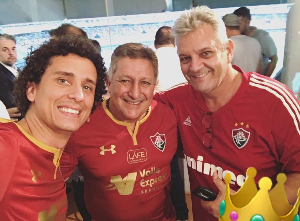 Rafael e Toninho com Romerito na última vez que foram a jogo juntos, em um Fla-Flu em 2018 — Foto: Divulgação