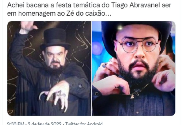 Look de Tiago para a festa do líder vira meme (Foto: Reprodução/TV Globo)
