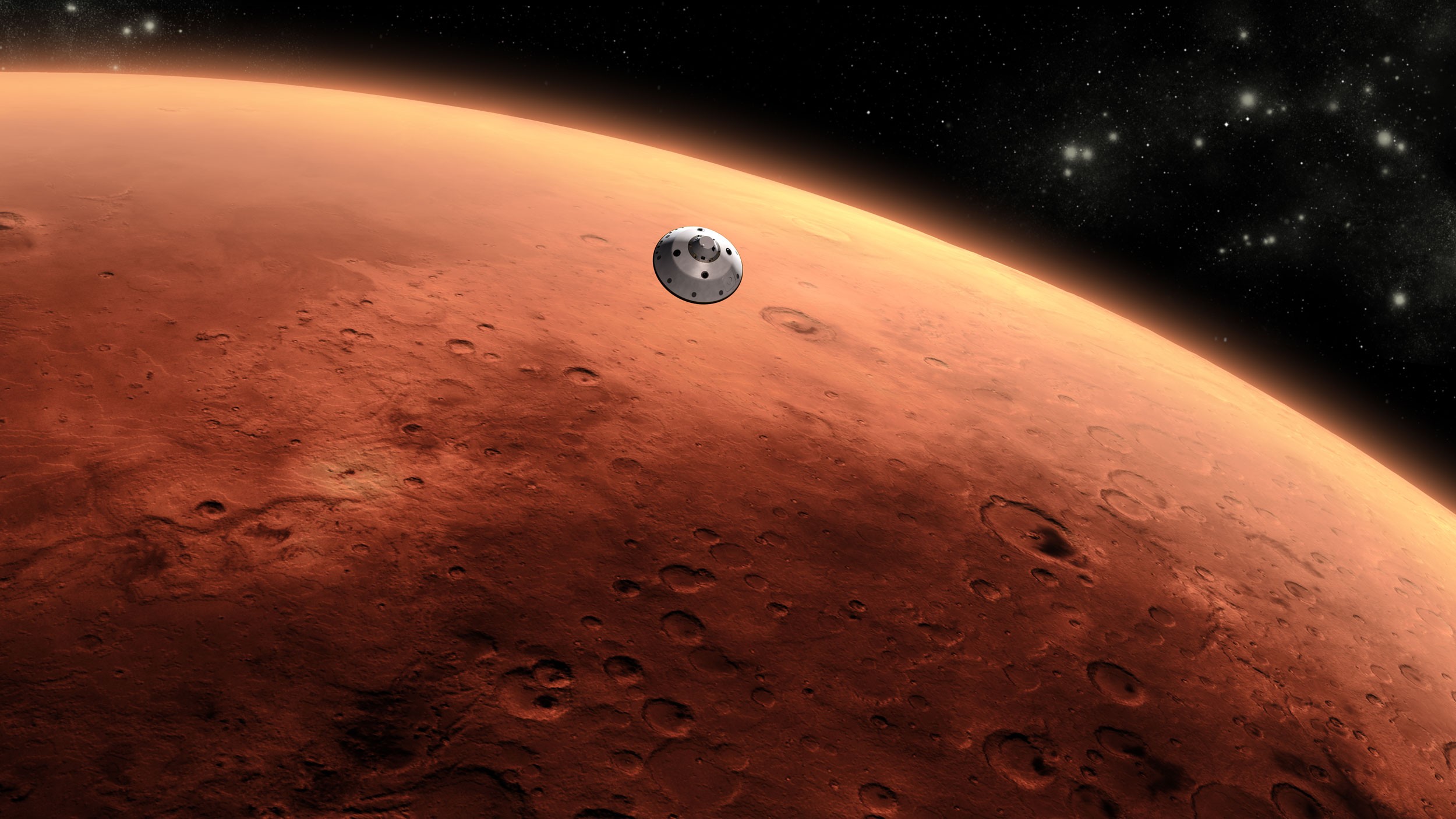 Reprodução da chegada da sonda Curiosity ao planeta vermelho (Foto: Divulgação/NASA)
