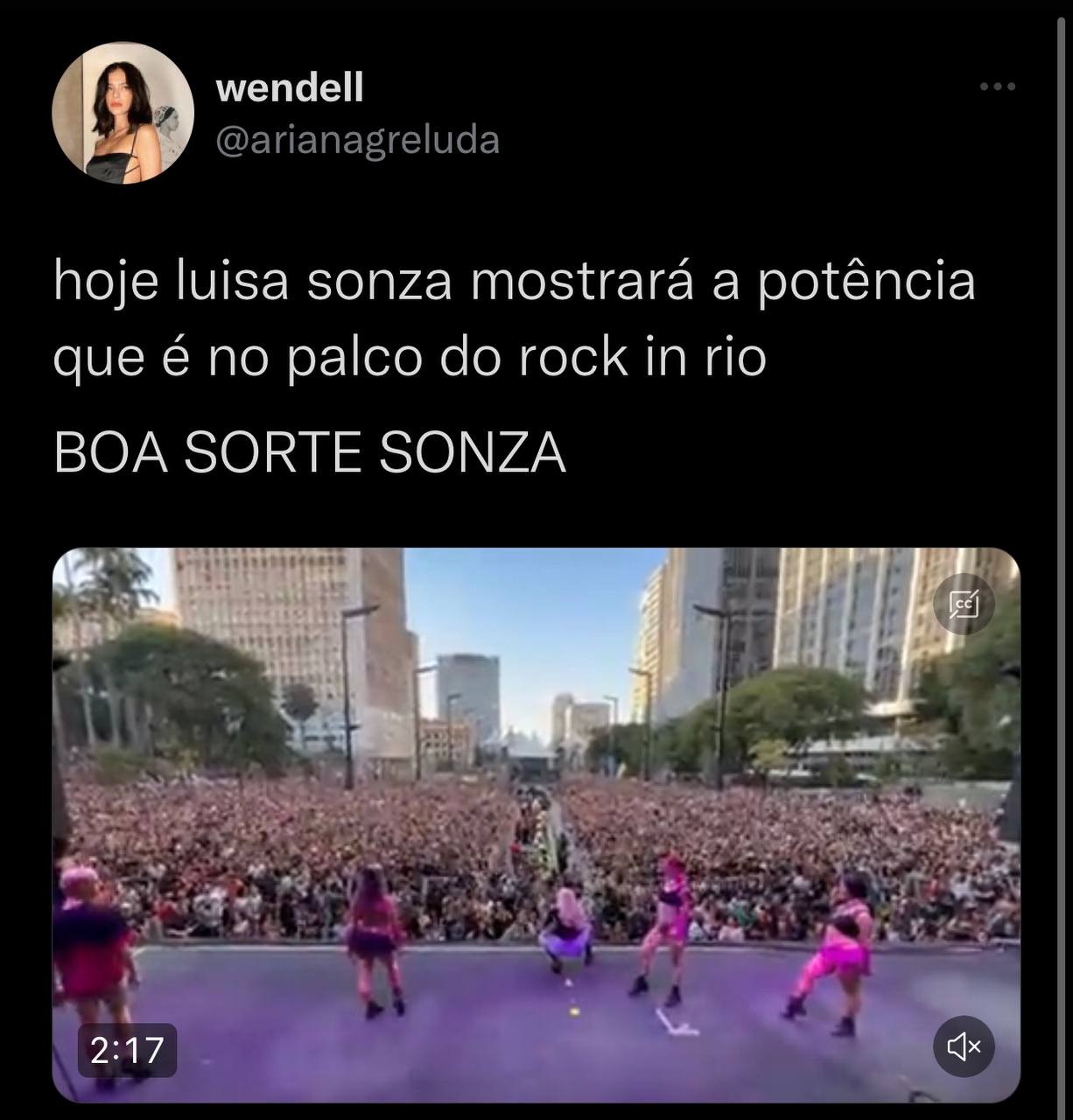 Fãs apoiam estreia de Luísa Sonza no Rock in Rio com hashtag 'Boa Sorte Sonza' (Foto: Reprodução / Instagram)