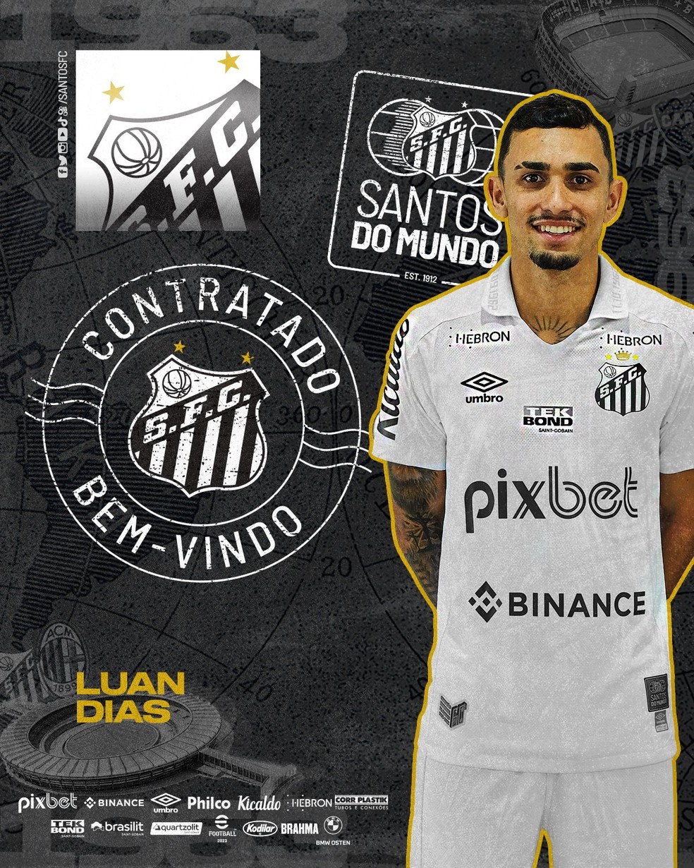 Luan Dias é anunciado como reforço do Santos — Foto: Reprodução / Twitter