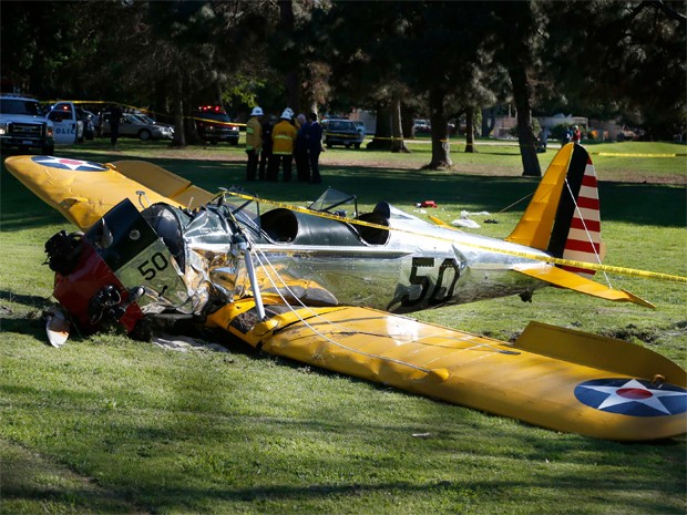 Avião caiu em campo de golfe nos EUA com ator Harrison Ford (Foto: Lucy Nicholson/Reuters)
