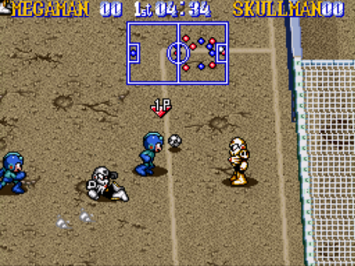 O curioso Mega Man Soccer é cheio de armas e ataques especiais (Foto: Reprodução)